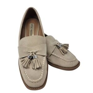 Steve Madden Annabeth Suede Tassel Loafers Womens Size 7 Neutral Academia Preppy